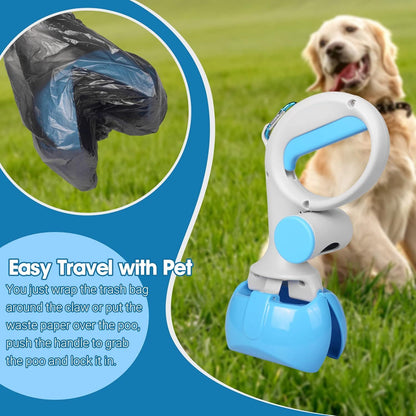 Pet Pooper Scooper For Dogs And Cats With Trash Bags Holder Non-Breakable High Strength Material Poop Scooper For Easy Grass And Gravel Pick Up Including A Roll Of Trash Bag