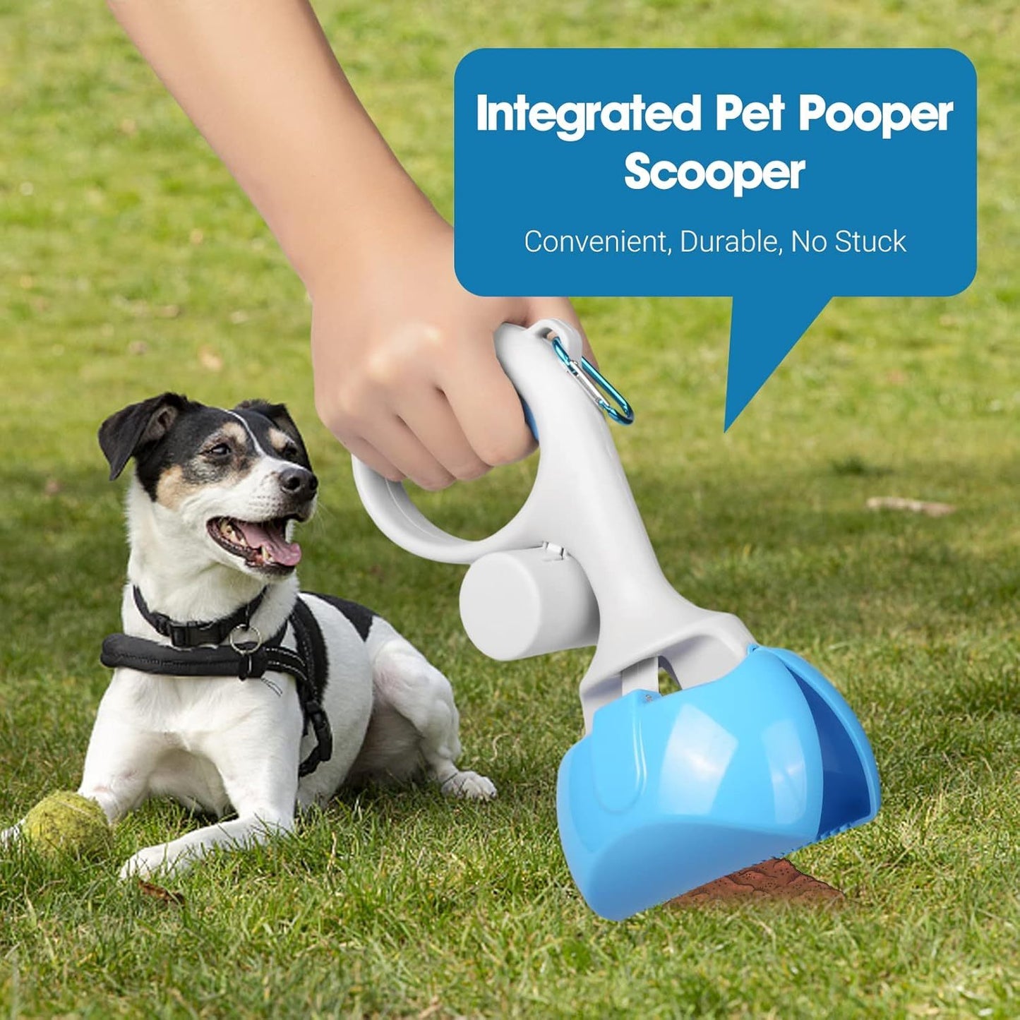 Pet Pooper Scooper For Dogs And Cats With Trash Bags Holder Non-Breakable High Strength Material Poop Scooper For Easy Grass And Gravel Pick Up Including A Roll Of Trash Bag