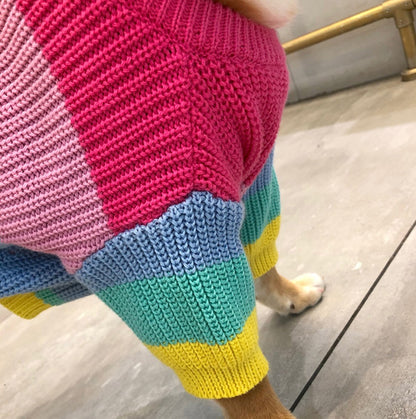 Rainbow sweater small dog puppies clothes