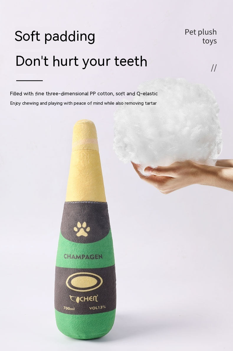 Dog Toy Champagne Bottle Bite-resistant Plush Toy