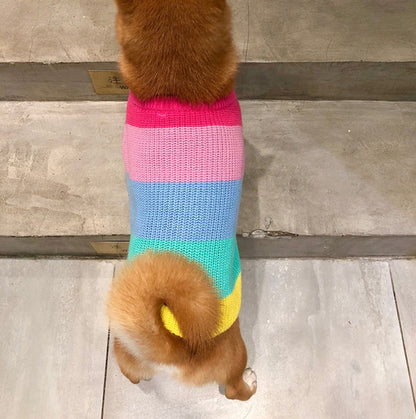 Rainbow sweater small dog puppies clothes