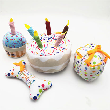 Cute Dog Birthday Cake Plush Toy