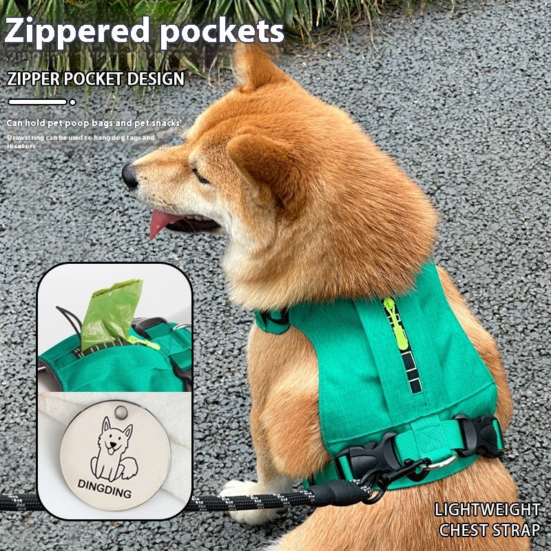 Lightweight Dog Travel Chest Strap Hand Drawstring With Zipper Pocket