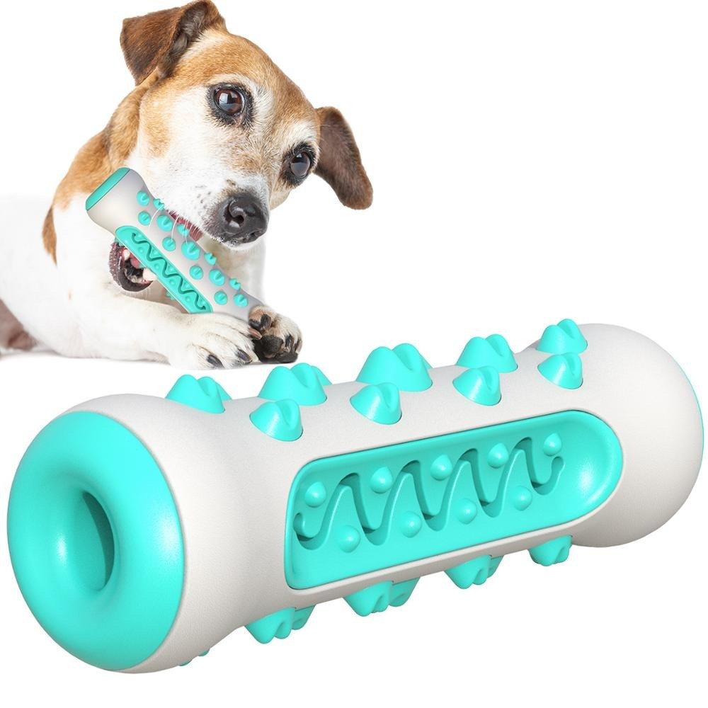 Dog Squeaky Toys for Aggressive Chewers, Tough Toothbrush Dog Chew Toy, Nearly Indestructible Rubber Toys for Pet Training, Teeth Cleaning, Playing and Chewing for Medium & Large Breeds