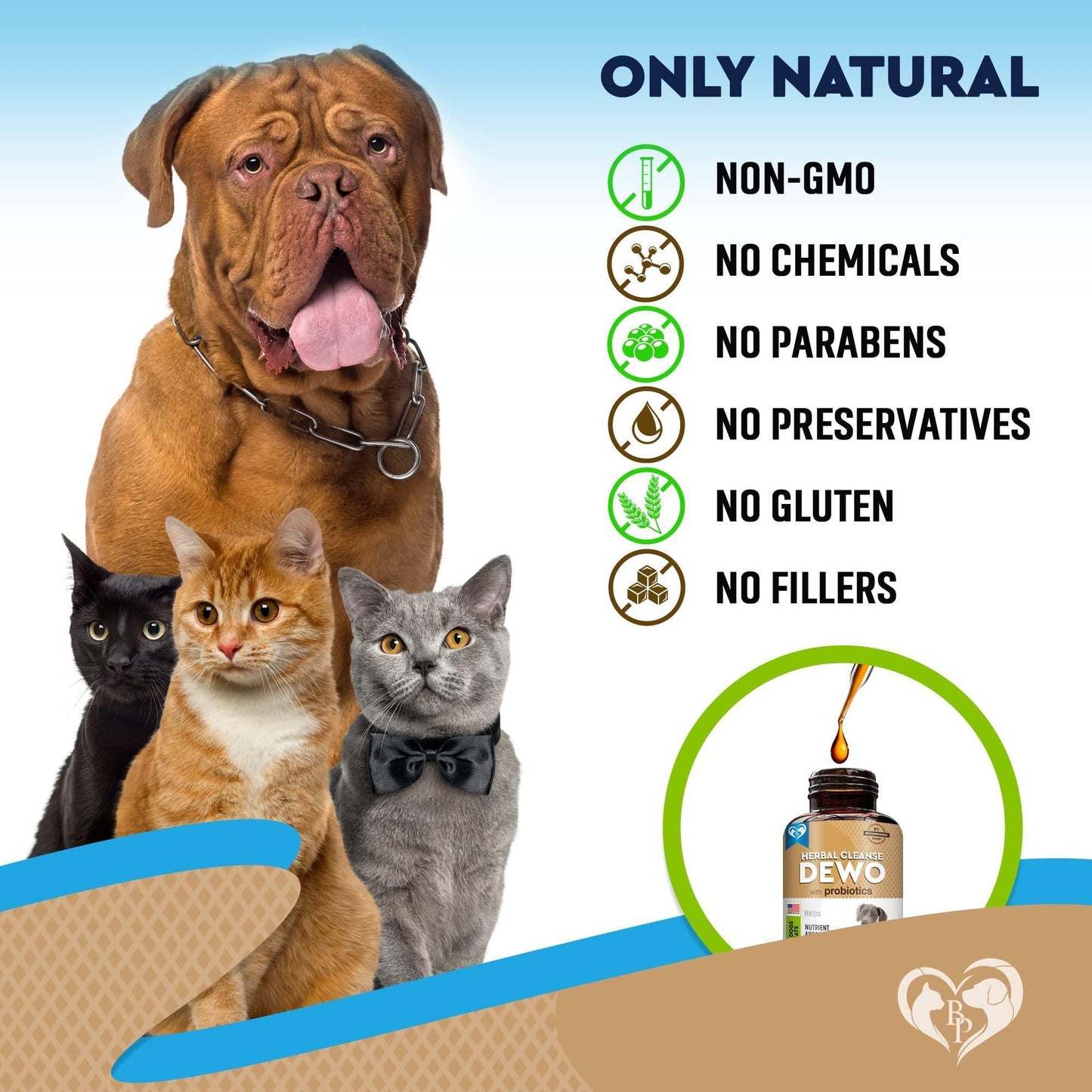 Cats and Dogs Natural Worm Treatment with Probiotic Liquid Herbal Medicine Prevention Medication Supplement Drops for Kitten and Puppies for Daily Use with Pet Food