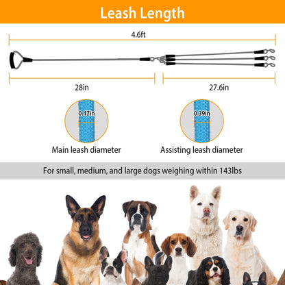 3 Dog Leash Traction Rope Walking Training Lead with Padded Handle